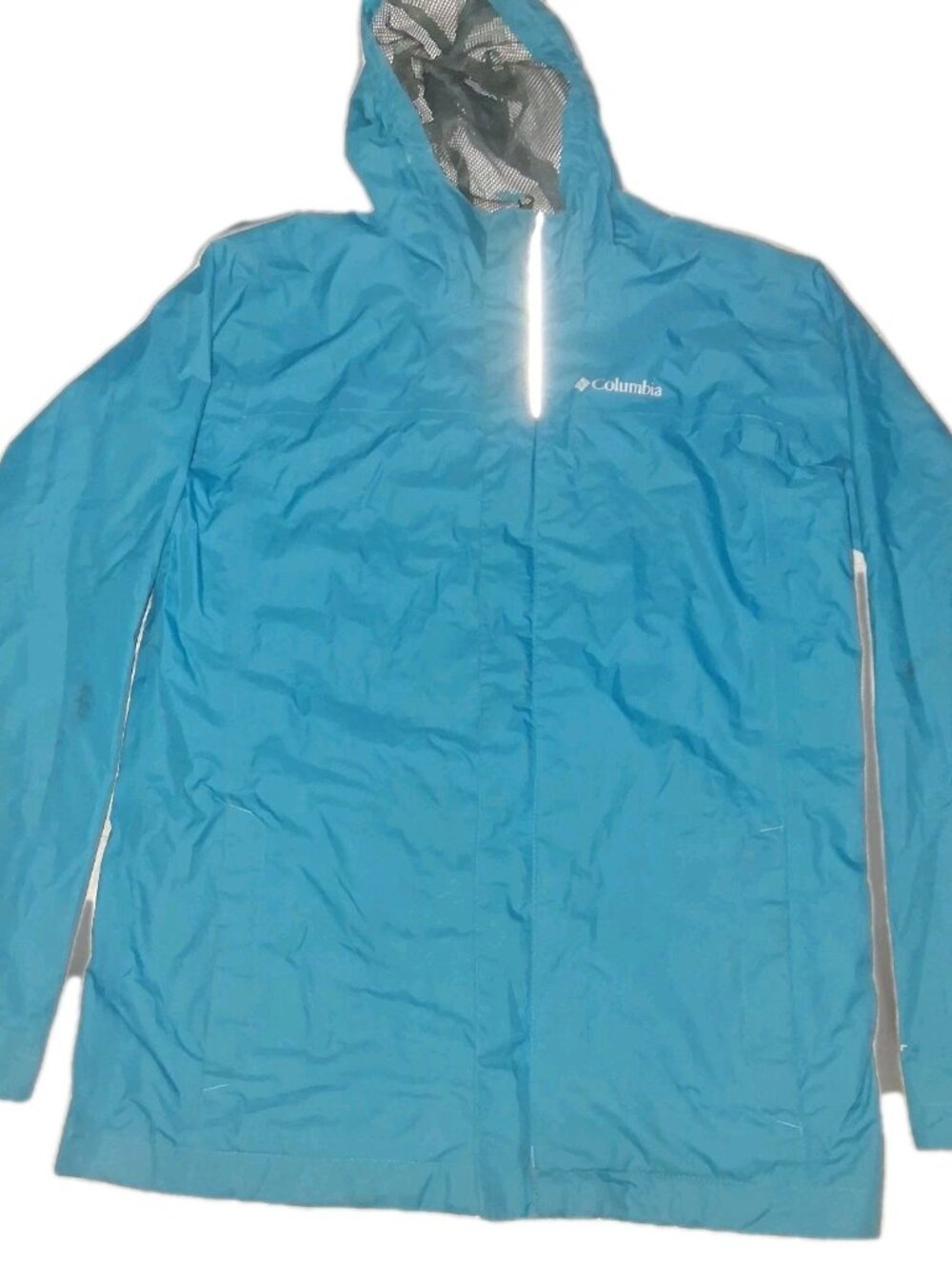 Columbia Blue Full Zip Hooded Windbreaker Jacket Mens L 44 Chest
